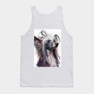 A Chinese Crested Dog Watercolor Portrait Tank Top